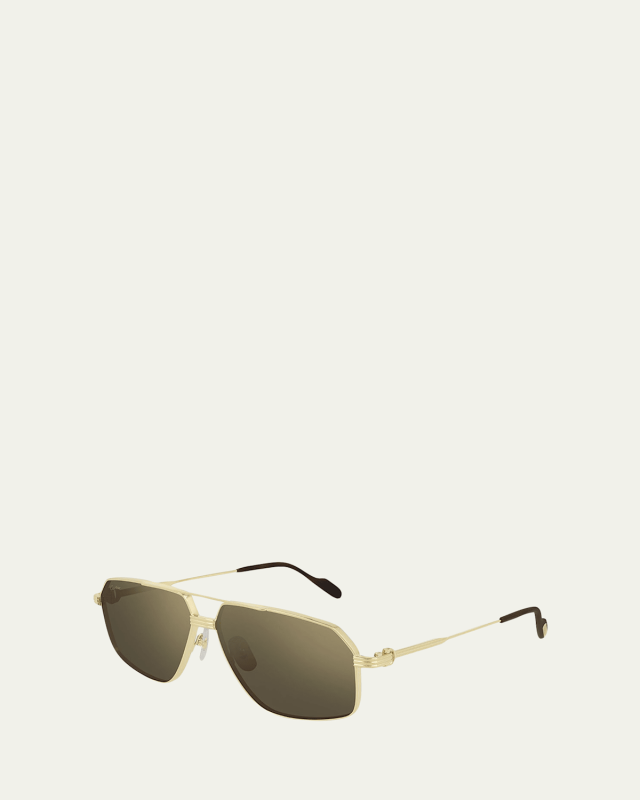 Men's Square Metal Double-Bridge Sunglasses